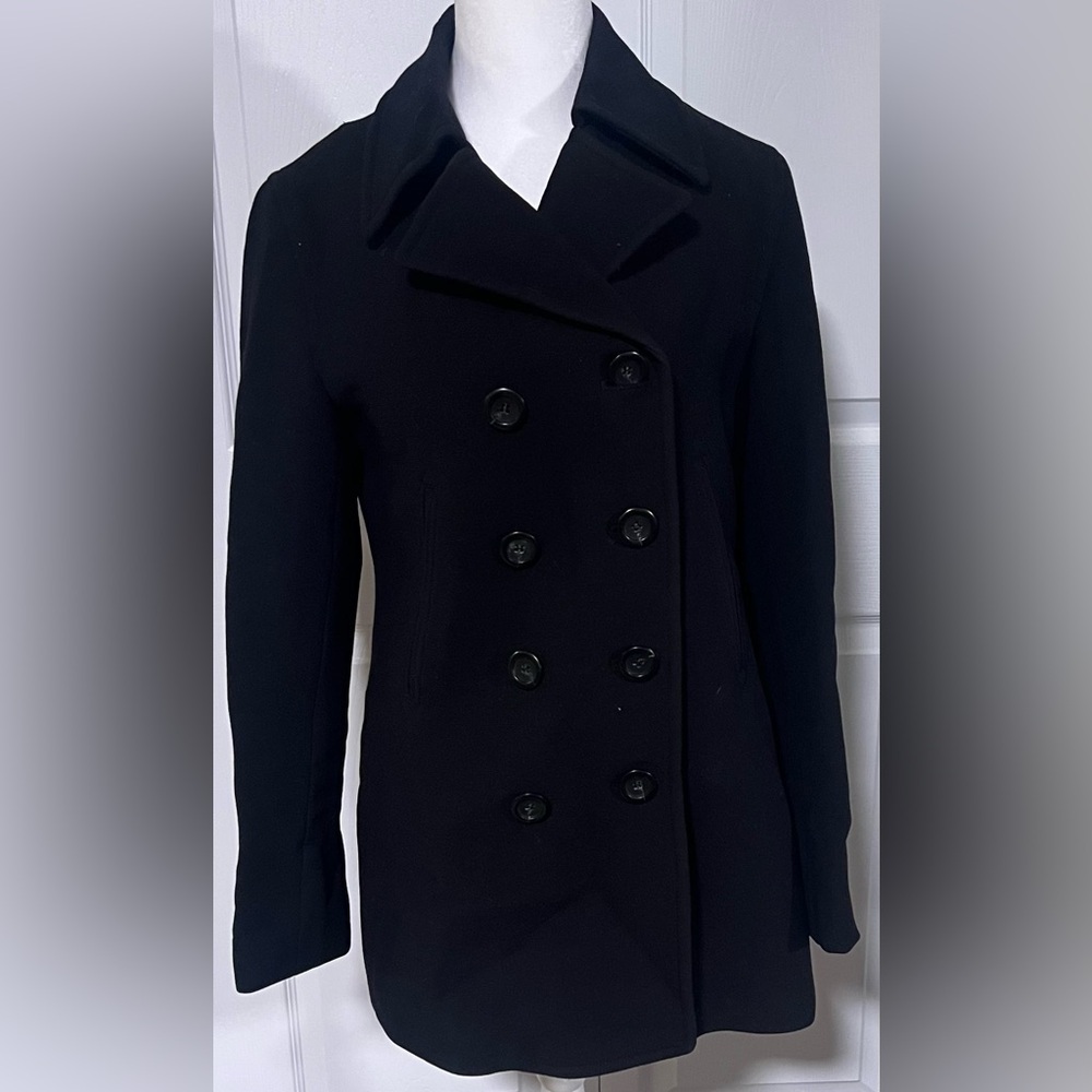 Women's J. Crew Wool Blend Peacoat in Black